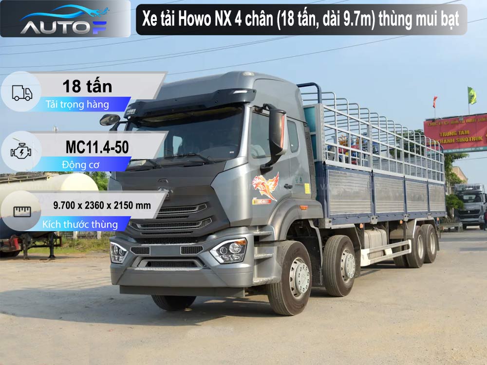 Xe tải Howo NX 4 chân (18 tấn, dài 9.7m) thùng mui bạt